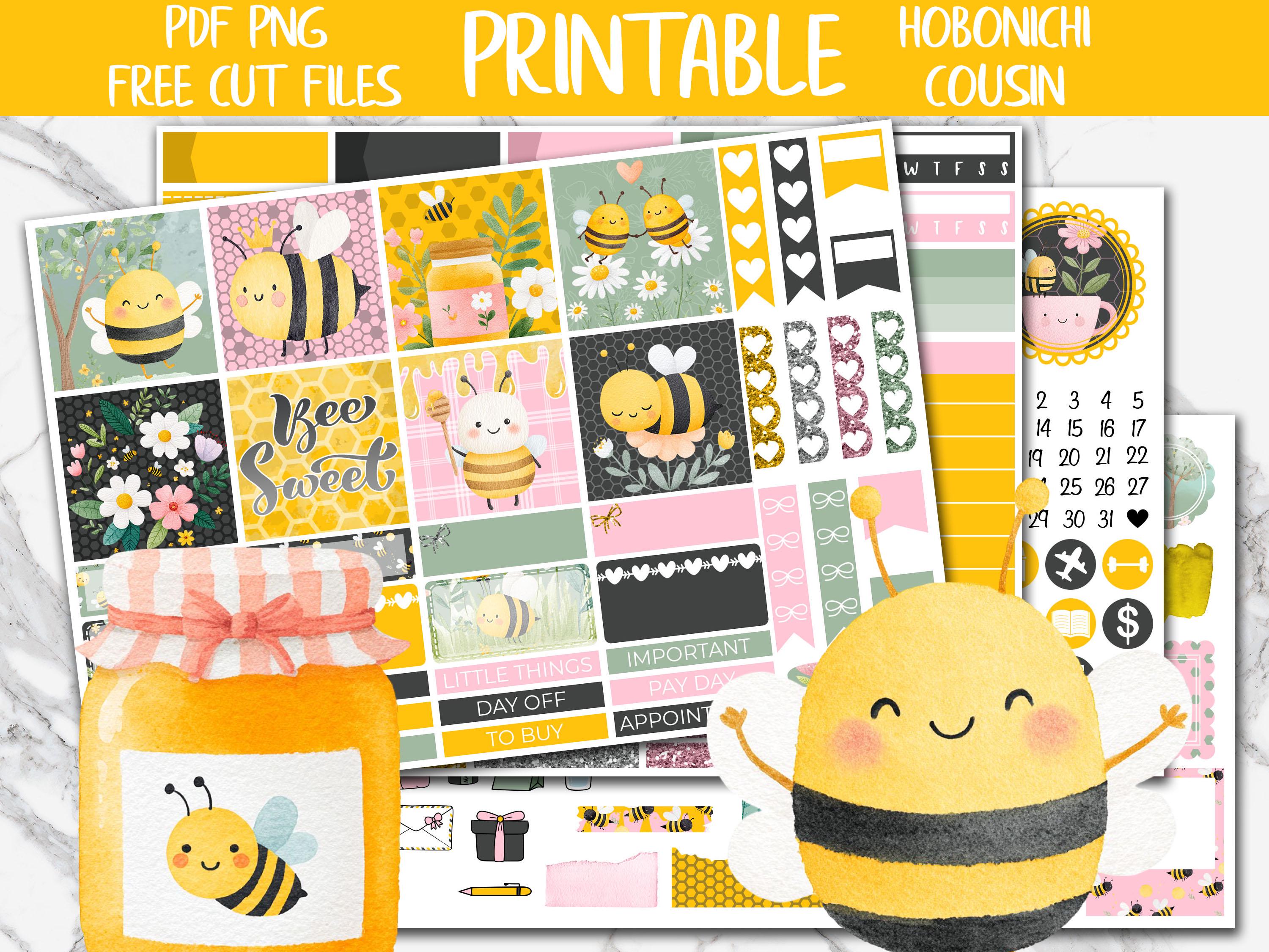 Bee Sweet | A5 Hobonichi Cousin Printable Planner Stickers, Digital ...