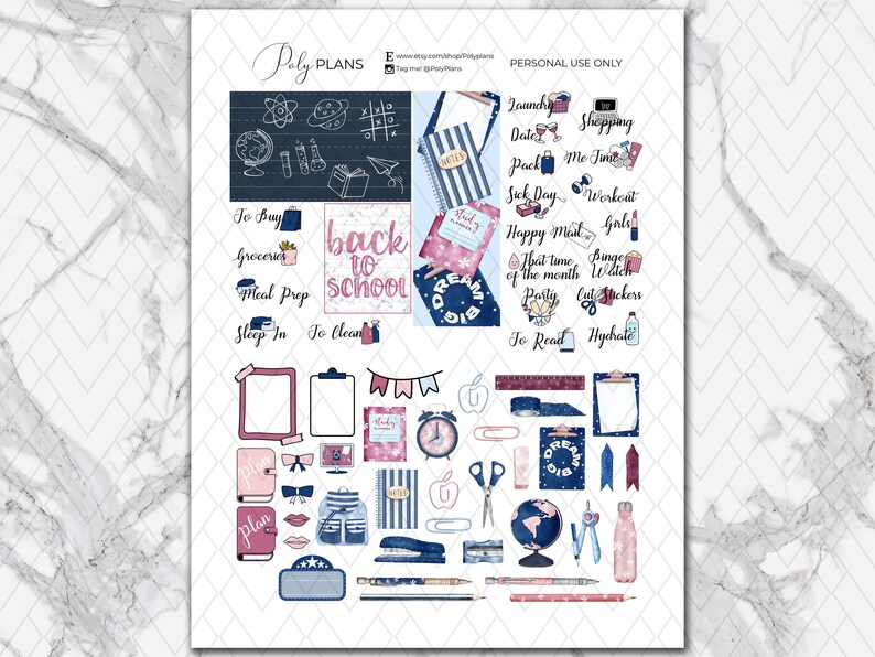 Back to School | Student Erin Condren Printable Sticker Kit, Academic ...