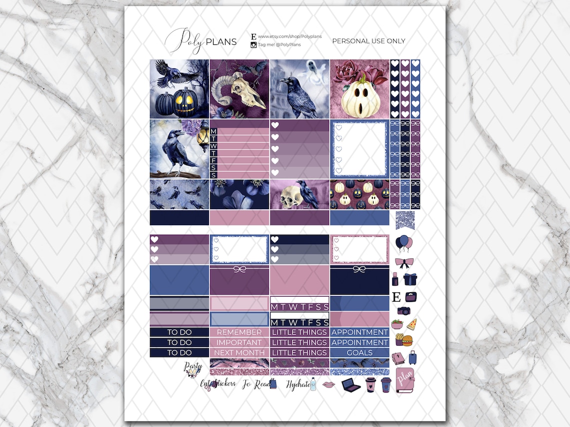 The Raven Halloween Classic Happy Planner Printable Monthly - Etsy