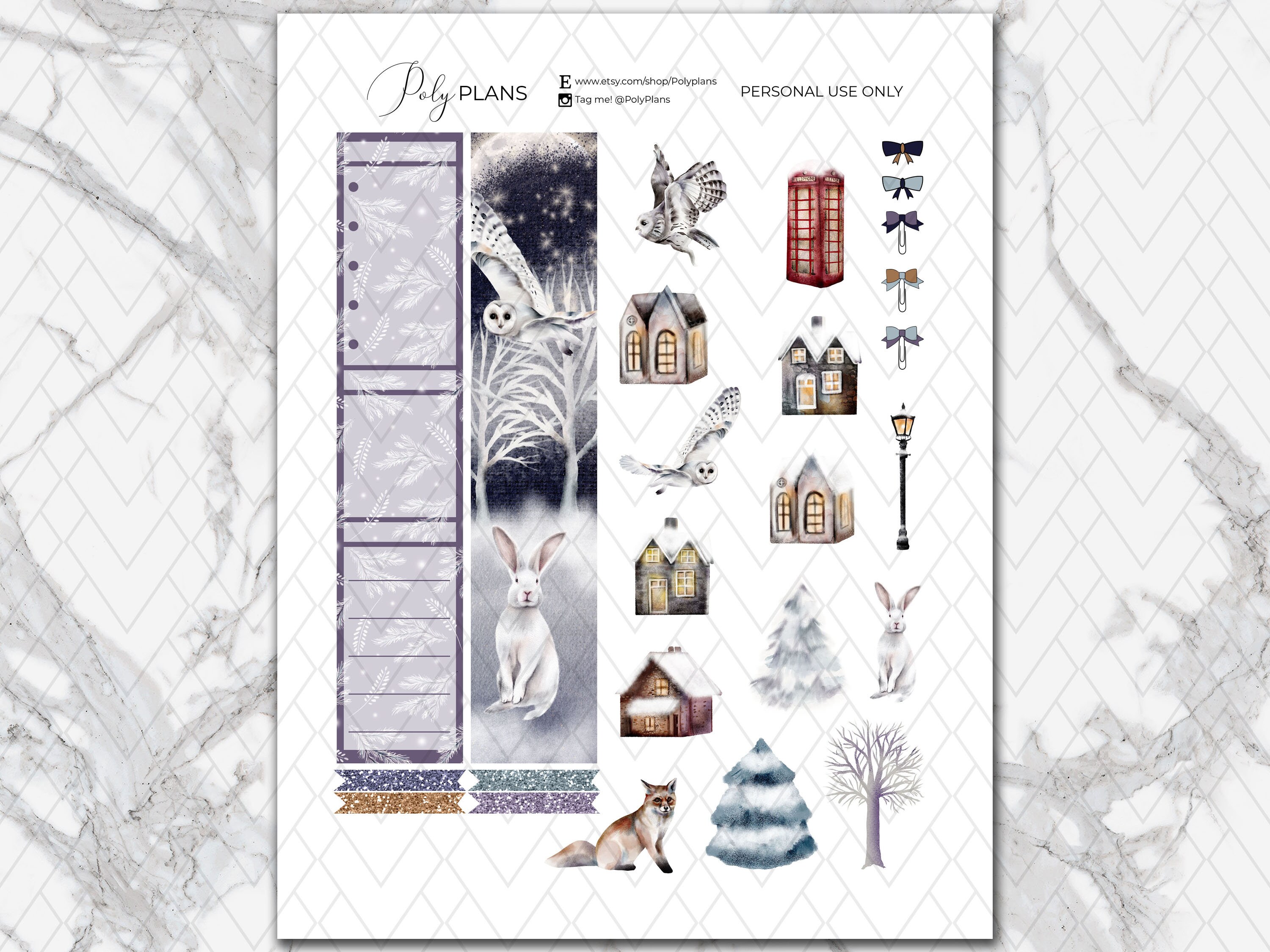 Cold Nights | Winter Classic Happy Planner Printable Monthly Stickers ...