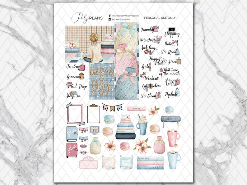 Snug | Classic Happy Planner Printable Stickers, Winter Weekly Sticker ...