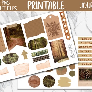 Puede incluir: Pegatinas imprimibles para planificador con temática de bosque. Las pegatinas presentan una variedad de diseños, que incluyen árboles, hojas y una lista de tareas pendientes. Las pegatinas son perfectas para agregar un toque de naturaleza a tu planificador.