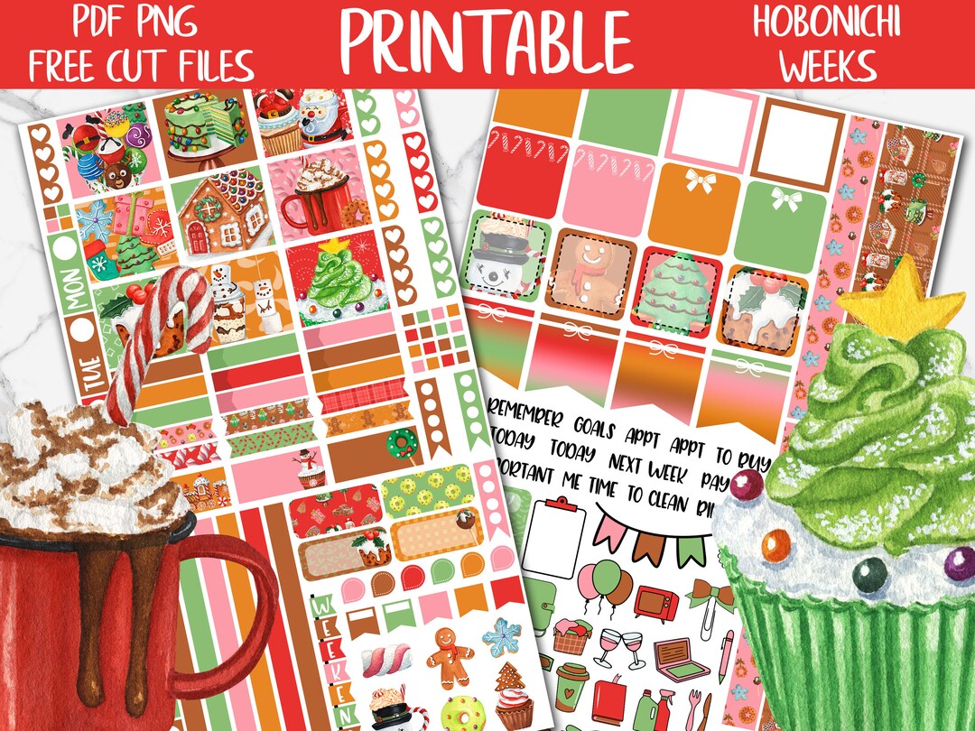 Sweet Christmas | Holiday Hobonichi Weeks Printable Planner Stickers ...