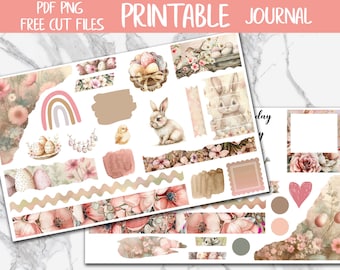Easter Blossoms | Bullet Journal Printable Stickers, April Diary Digital Sticker, Spring Bujo Journal Sticker Kit, Floral Journaling Sticker
