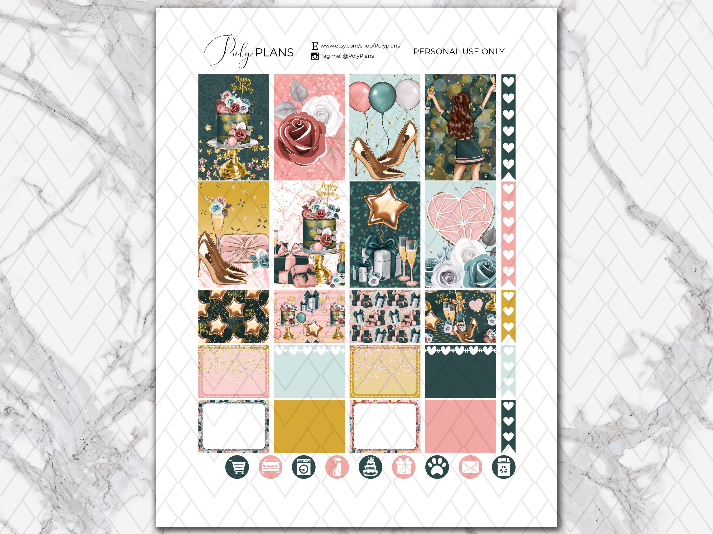 Birthday Party | Printable Planner Stickers, Party Classic Happy ...