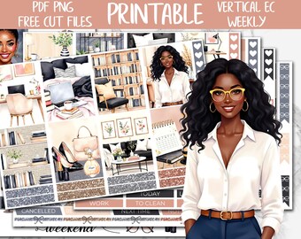 Boss Lady | Work Office Erin Condren Printable Weekly Stickers, ECLP Digital Stickers, Boss Girl Weekly Kit Stickers Printable, Cut Files