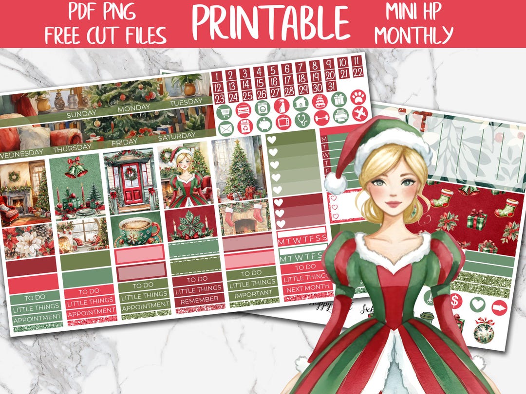 Holly Jolly | MINI Happy Planner Christmas Printable Planner Stickers ...