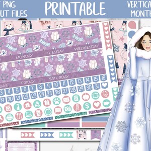 Frosted | Printable Planner Stickers, Erin Condren January Monthly Planner Sticker, Winter Digital Stickers, Snowy Holidays Monthly Kit