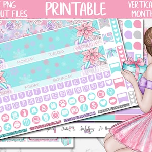 Girly Christmas | Printable Planner Stickers, Erin Condren December Monthly Planner Sticker, Digital Stickers, Holidays Monthly Sticker Kit