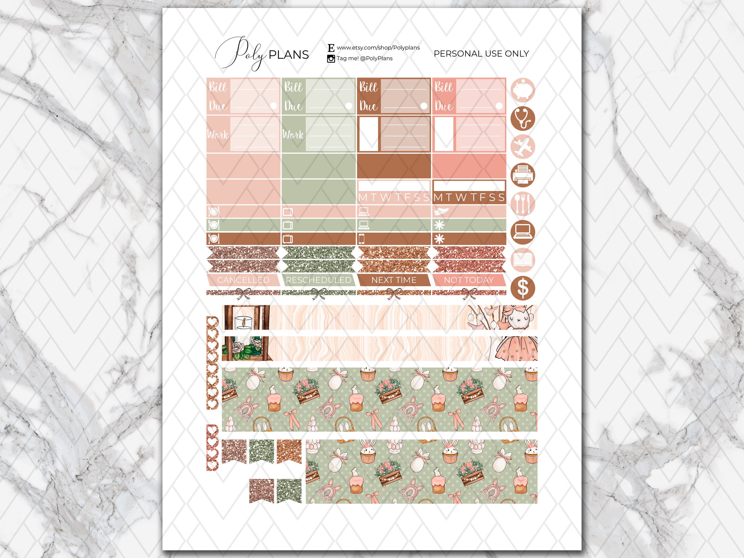 Easter Bliss | Bunny Erin Condren Printable Planner Stickers, Christian ...