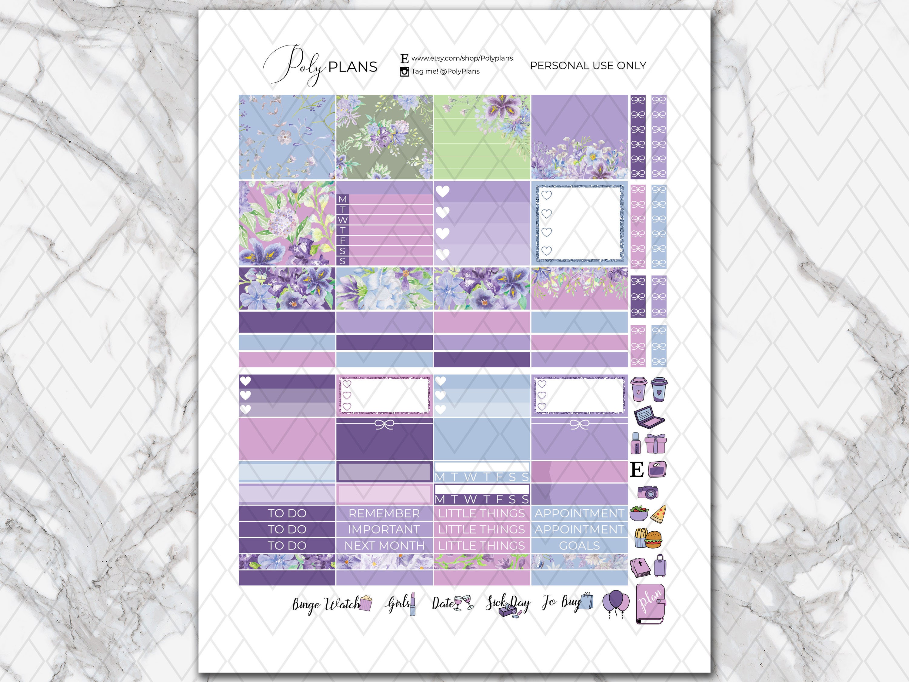 Lilac Fields | Printable Planner Stickers, Lavender Erin Condren ...