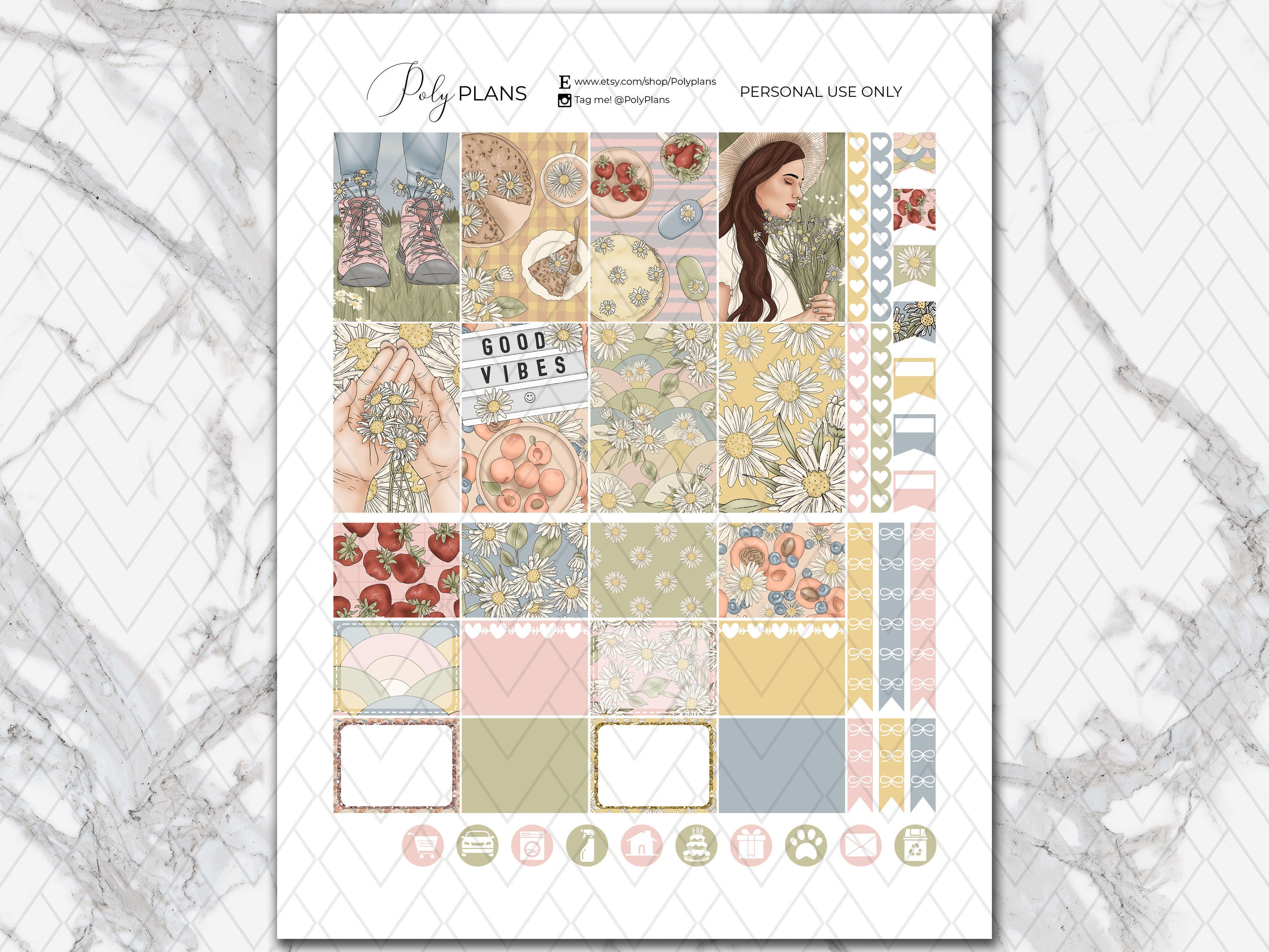 Daisies | Spring Classic Happy Planner Printable Weekly Sticker, Happy ...