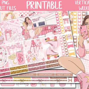 Birthday Girl | Erin Condren Printable Planner Stickers, Party Digital Stickers, Printable Celebration Vertical Planner Weekly Kit, Cut File