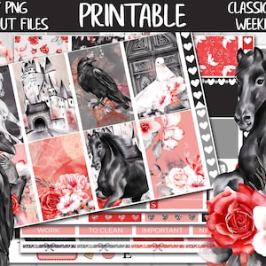 Dark Fairytale | Halloween Planner Weekly Printable Stickers, Spooky Digital Sticker PNG, October Classic HP Weekly Planner Sticker Kit