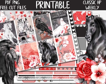 Dark Fairytale | Halloween Planner Weekly Printable Stickers, Spooky Digital Sticker PNG, October Weekly Planner Sticker Kit, Scary Stickers