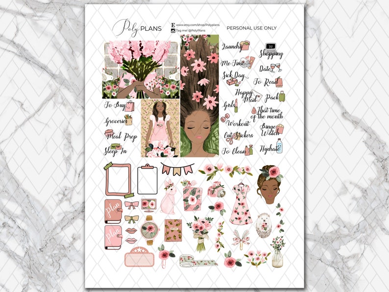 Bloom | Spring Floral Classic Happy Printable Planner Stickers, Happy ...