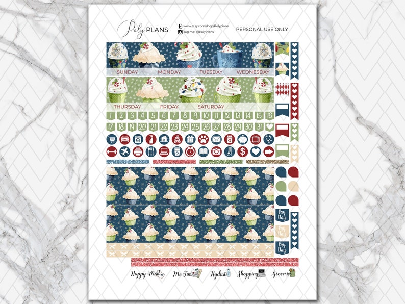 Sweet Winter Printable Planner Stickers Erin Condren | Etsy