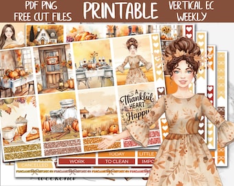 Give Thanks | Erin Condren Printable Planner Stickers, Fall Digital Sticker, Autumn Planner Weekly Kit, November Printable Sticker Kit