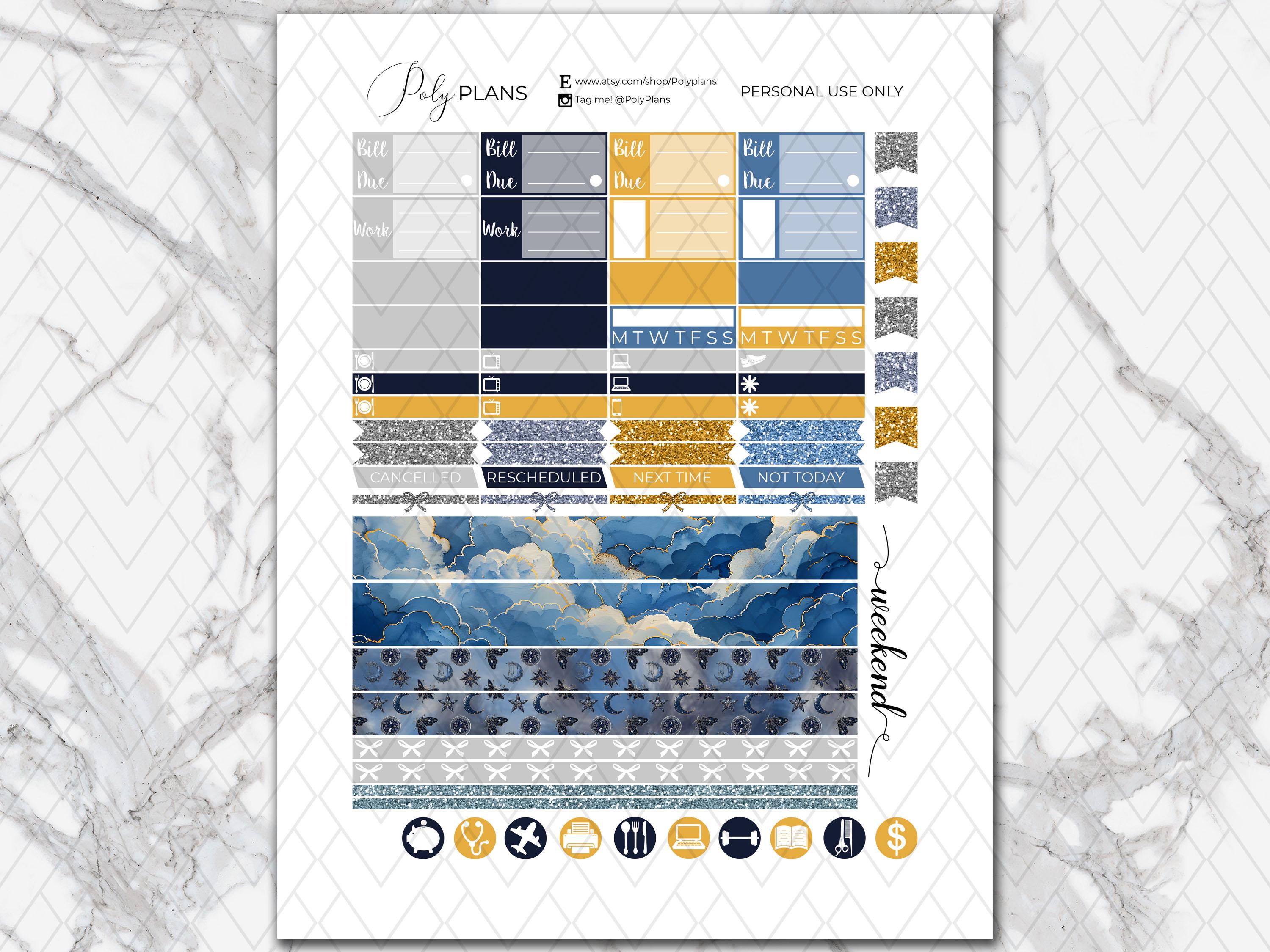 Celestial | Stars Classic Happy Planner Weekly Stickers Printable, Moon ...