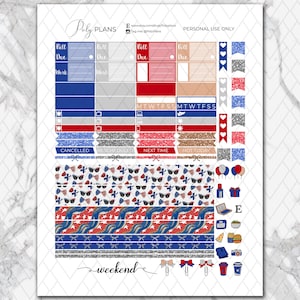 4th of July | Patriotic Classic Happy Planner Printable Weekly Stickers ...