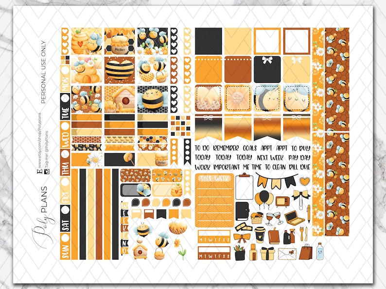 Honey Bee | Spring Bees Hobonichi Weeks Printable Planner Stickers ...