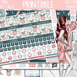 Cold Christmas | Printable Planner Stickers, Erin Condren December Monthly Planner Sticker, Winter Digital Stickers, Holidays Monthly Kit
