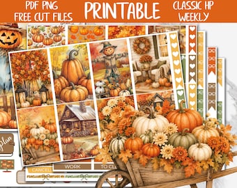 Pumpkin Patch | Happy Planner Weekly Printable Stickers, Fall Digital Stickers PNG, Autumn Classic HP Vertical Weekly Planner Sticker Kit