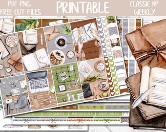 Work At Home | Office Classic Happy Printable Planner Stickers, Boss Happy Planner Weekly Digital Stickers, Planner Girl Weekly Sticker Kit