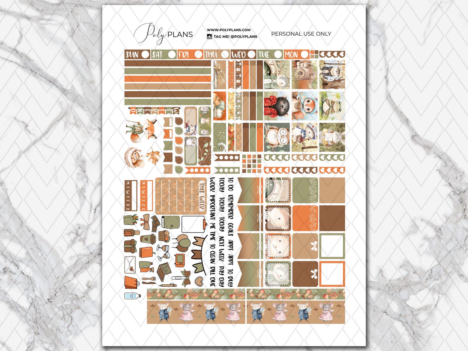 Woodland Crew | Autumn Hobonichi Weeks Printable Planner Stickers ...