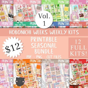 Hobonichi Weeks Weekly Kits Seasonal Bundle | Hobonichi Planner Printable Stickers, Digital Stickers, Sticker Bundle, Printable Sticker Kits