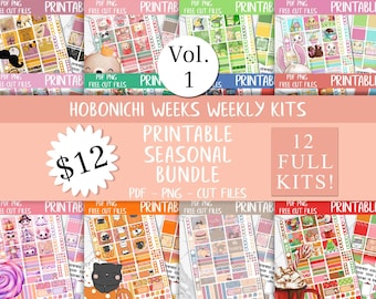 Hobonichi Weeks Weekly Kits Seasonal Bundle | Hobonichi Planner Printable Stickers, Digital Stickers, Sticker Bundle, Printable Sticker Kits