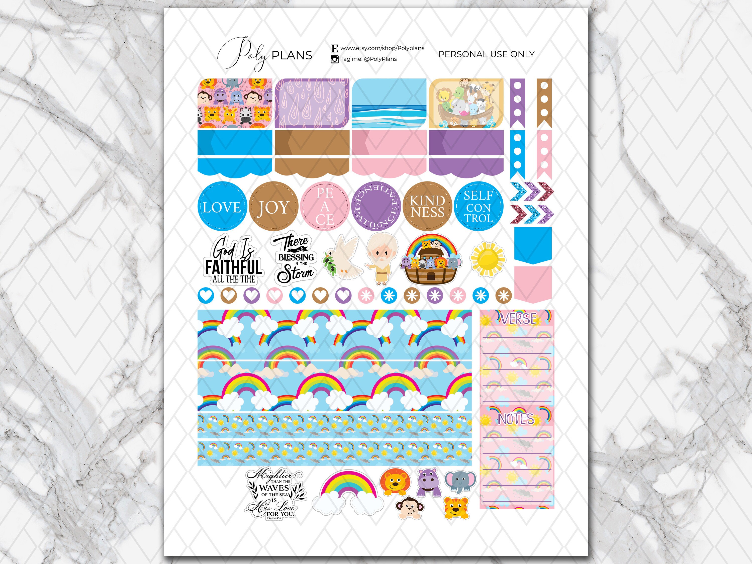 Noah | Bible Journal Printable Sticker Kit, Bible Digital Stickers ...
