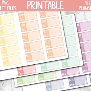 Rainbow Bill Due Trackers Stickers, Bill Due Functional Printable Planner Stickers, Finance Digital Stickers, Bujo Stickers, Cut Files