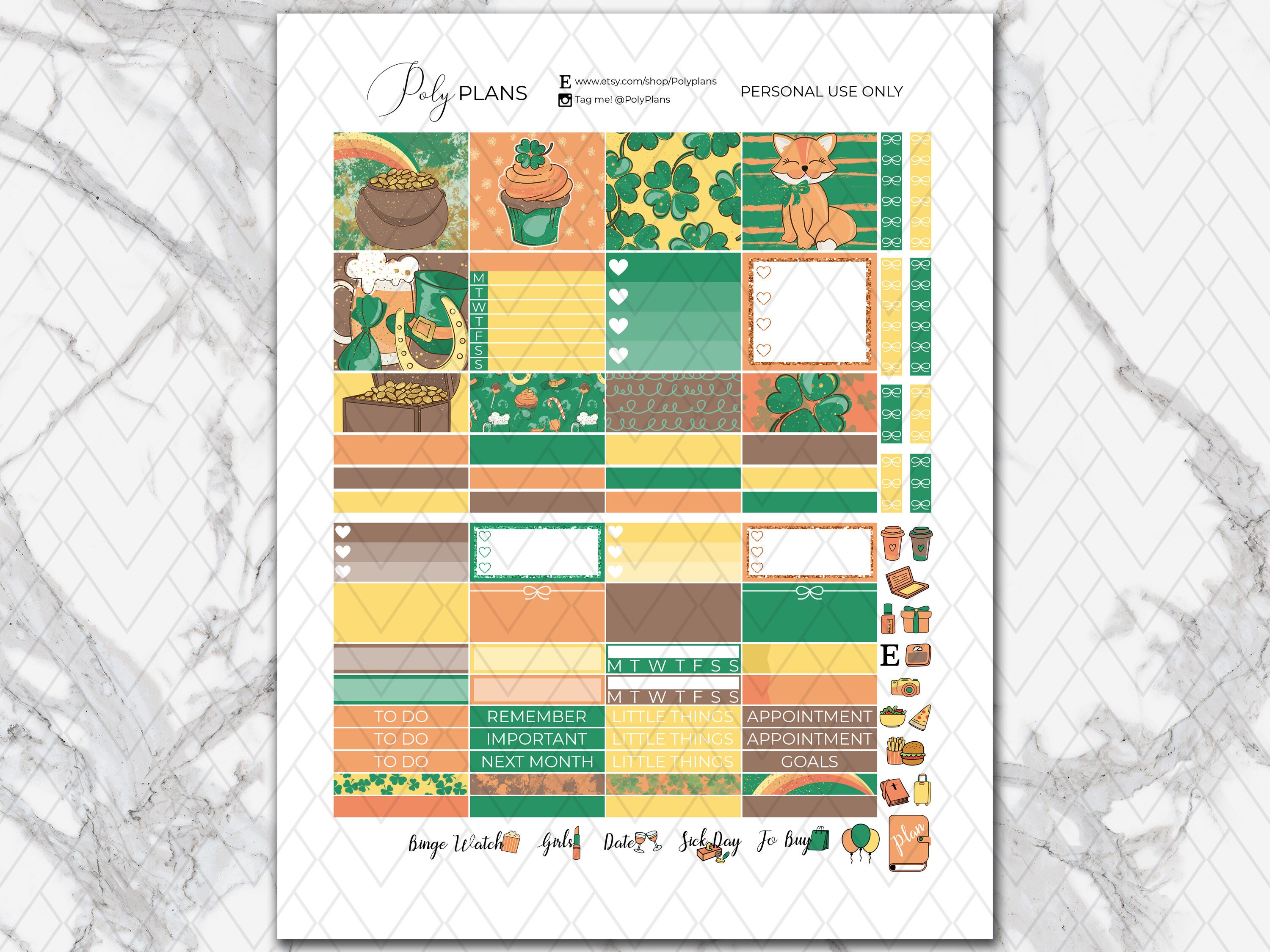 Lucky Day | St Patricks Printable Planner Stickers, Irish Erin Condren ...