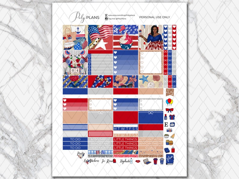 4th of July Independence Day Classic Happy Planner Printable - Etsy