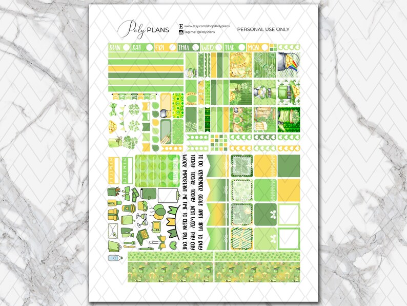 Shamrock | St Patricks Day Hobonichi Weeks Printable Planner Stickers ...