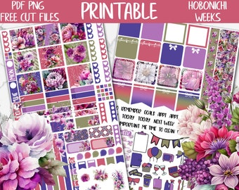 Colors of Spring | Flowers Hobonichi Weeks Printable Planner Sticker, Bloom Flowers Digital Stickers PNG, Floral Spring Weekly Sticker Kit