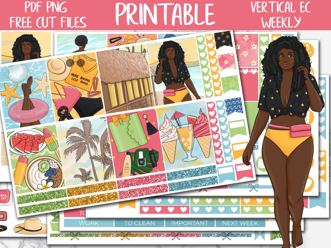 Summer Life Erin Condren Printable Planner Stickers, Vertical ECLP ...