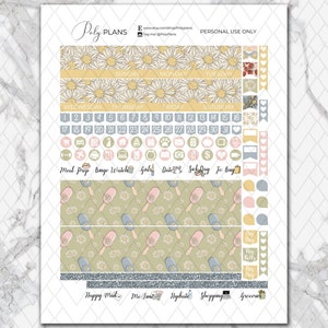 Daisies Spring Classic Happy Planner Printable Monthly Stickers, Floral ...