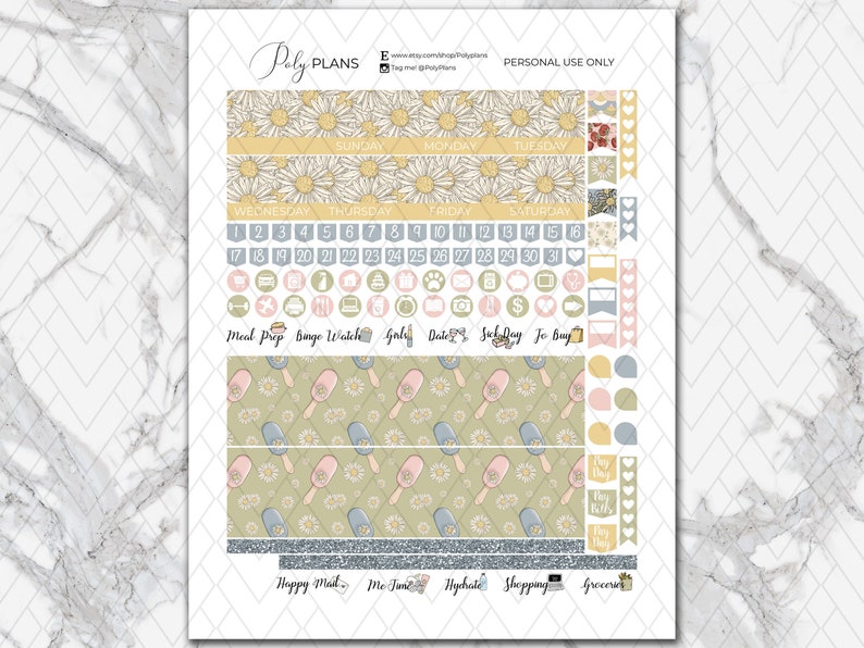 Daisies | Spring Classic Happy Planner Printable Monthly Stickers ...