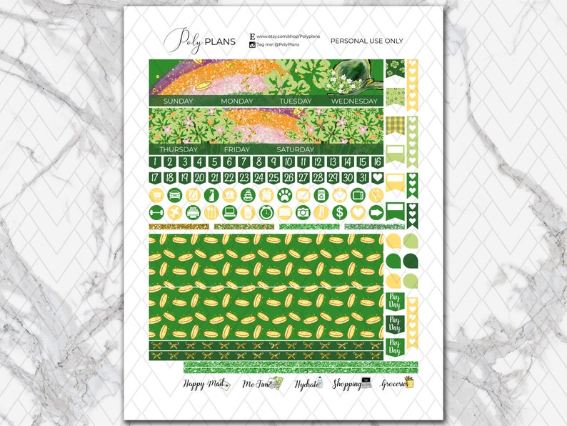 St Patricks Day Printable Planner Stickers Irish Erin - Etsy