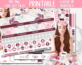 Peaceful Mornings | Breakfast Classic Happy Planner Printable Stickers, Weekend HP Digital Stickers PNG, Happy Planner Monthly Sticker Kit