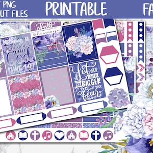 Faith | Bible Journal Printable Sticker Kit, Bible Digital Stickers, Faith Printable Stickers, Christian Prayer Journal Stickers, Cut File