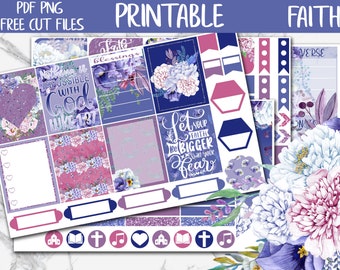 Faith | Bible Journal Printable Sticker Kit, Bible Digital Stickers, Faith Printable Stickers, Christian Prayer Journal Stickers, Cut File