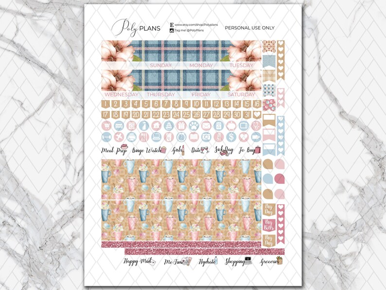 Snug Winter Classic Happy Planner Printable Monthly Sticker | Etsy