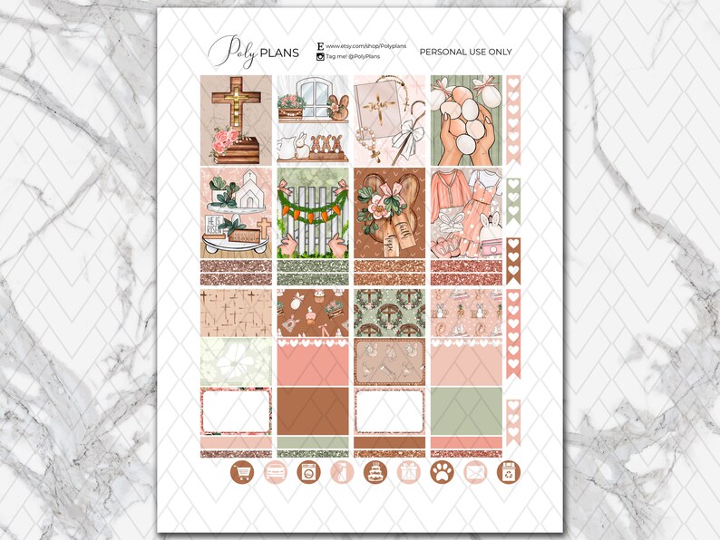 Easter Bliss | Bunny Erin Condren Printable Planner Stickers, Christian ...