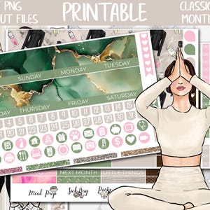 Healthy | Fitness Classic Happy Planner Printable, April Monthly Stickers, Self Care HP Digital Stickers, Gym Planner Monthly Sticker Kit