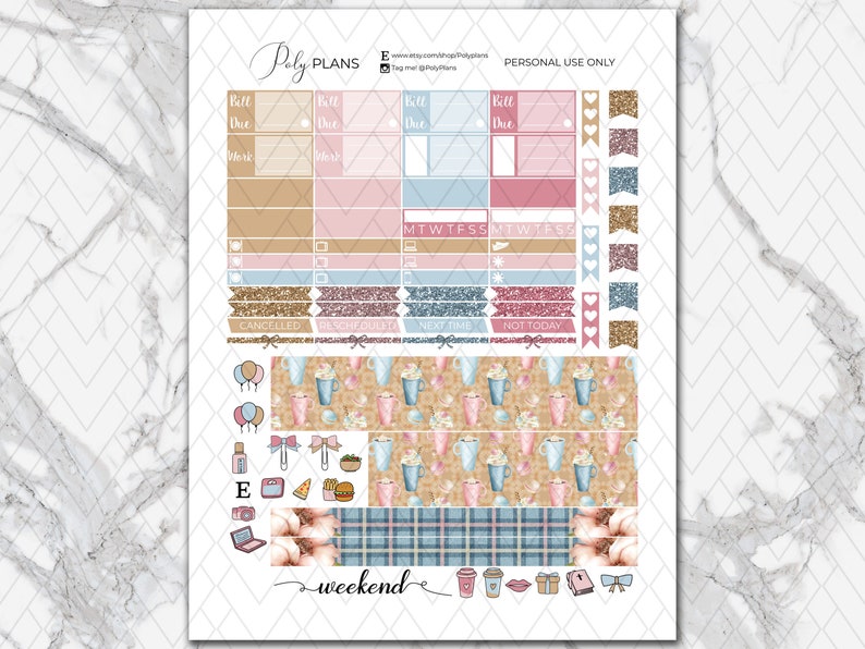 Snug Cozy Winter Erin Condren Printable Weekly Stickers | Etsy