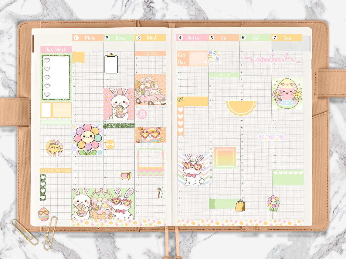 Bunny Hops | Easter Hobonichi Cousin Printable Planner Stickers ...