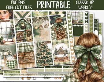 Evergreen Christmas | Printable Planner Stickers, Holidays Classic Happy Planner Weekly Stickers, Christmas Sticker Kit, Winter Weekly Kit